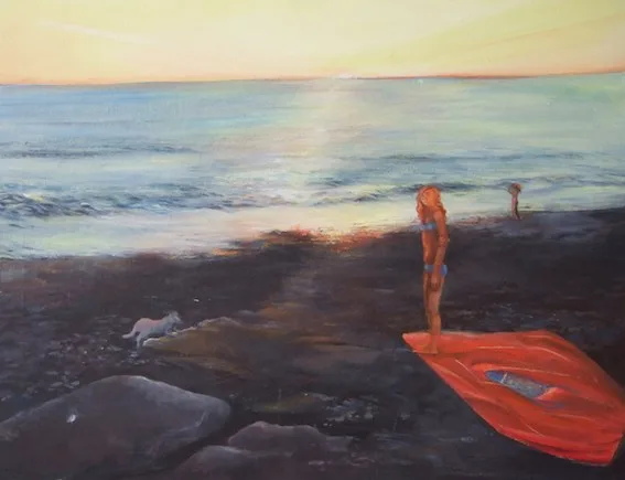 rotes Tuch am Meer