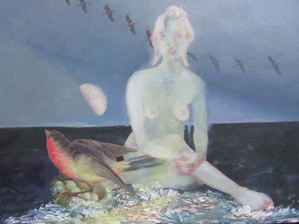 Akt mit Vogel